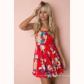 C3827 Boho Dress Off Shoulder Women Dresses Summer Floral Short Dress